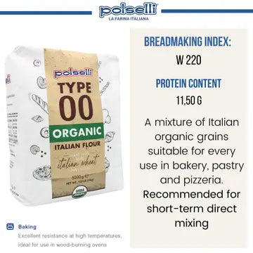 Polselli, Organic Tipo 00 Italian Flour – 5 Kg (11 lb)